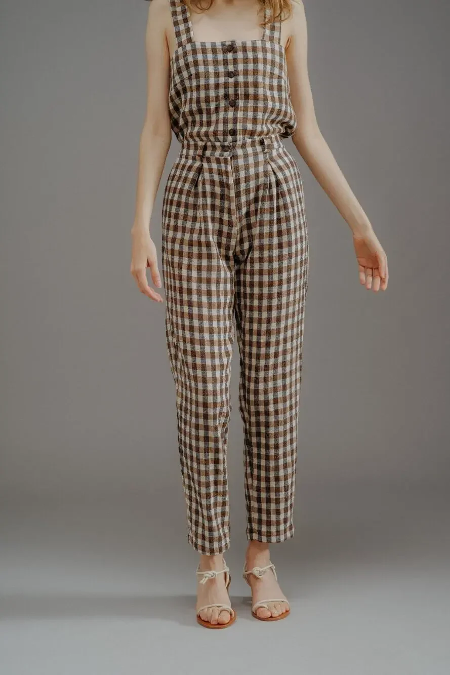 Rita Row EUC Brown Gingham Cotton Blend Bonj Trousers Pants S